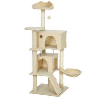 Urban Meuble &Aacute;rbol rascador 140 cm, con nichos y escalera, sisal y felpa, beige