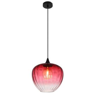 Netlighting Sander Dome Pendant Ceiling Light Matt Black Red Glass Shade 1x E27