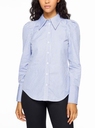 Smythe Womens Pleated shoulders striped poplin shirt