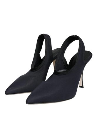 Dolce & Gabbana Womens Black Jersey Stretch Heels Slingback Shoes Nylon Elastane