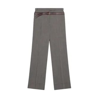 Prada Broeken, Dames, Grijs, S, Pantalone Baggy Loose