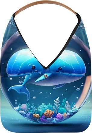 Generic Whale Crystal Ball Reusable Lightweight Grocery Bags - Foldable Into Compact Pouch, Washable & Sturdy, Multipurpose for Shopping and Travel