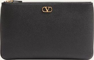 Valentino Garavani VLOGO Medium Leather Flat Pouch Bag