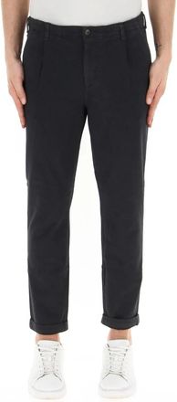 40weft Slim Chino Navy Broek met Plooien - Heren - Chinos - Blauw - 3XL - Katoen - Broeken