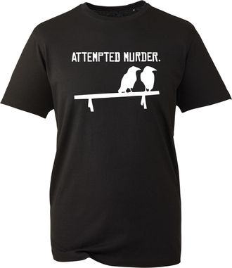 Generic Attempted Mur-der T-Shirt, Clever Murder of Crows Joke Artwork, Gothic Bird Aesthetic, Unisex Gift Tee Top (Black, S)