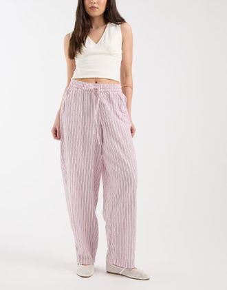 Jack & Jones Pantaloni bombati in seersucker a righe rosa