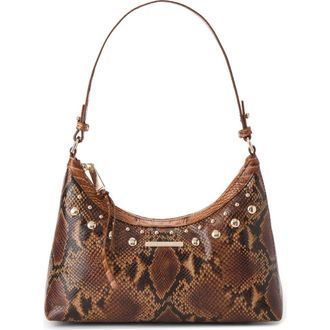 Brahmin Olivia Snakeskin Embossed Leather Shoulder Bag in Cinnamon at Nordstrom