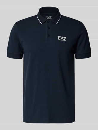 Emporio Armani Regular Fit Poloshirt mit Logo-Print in Dunkelblau, Gr&ouml;&szlig;e XXXL