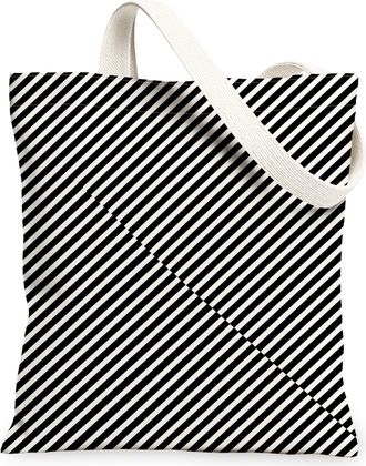 Generic Striped Canvas Tote Bags, Stylish Black White Reusable Grocery Bags, Minimalistic Lightweight Washable Shoulder Strap, Black, 13x15 Inch