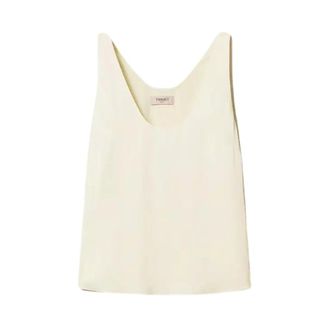 Twinset Sleeveless Tops, female, Purple, Size: S Top con spalla larga