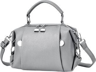 Generic Compatible For Leather Shoulder Bags Womens Handbag Crossbody Purse Ladies Tote Bag With Multiple Compartments Office Work(Grey)