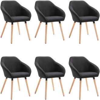 vidaXL Sillas De Comedor Giratorias 6 Unidades Tela Negras Vidaxl
