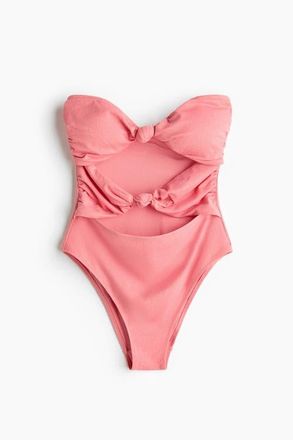H&M Padded-cup Bandeau Swimsuit in Pink at Nordstrom, Size Medium