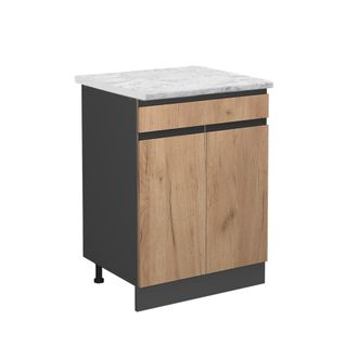 Vicco Mueble Bajo De Cocina R-line, Roble Dorado, 60 Cm M&aacute;rmol Ap