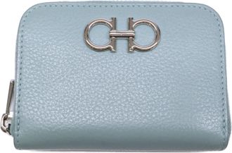 Ferragamo Green Mint Blue Leather Coin Purse/Coin Case (Pre-Owned)