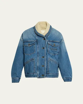 Isabel Marant Pimia Faux-Fur Lined Denim Jacket