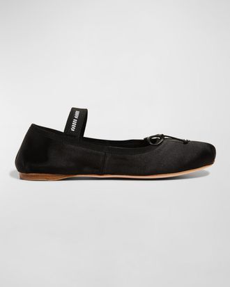 Miu Miu Satin Bow Ballerina Flats