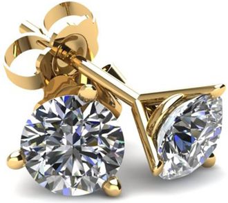 Pompeii3 2.00Ct Round Brilliant Cut Natural Quality VS2-SI1 Diamond Stud Earrings in 14K Gold Martini Setting