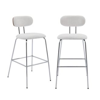 Sweeek Taburete de bar con tejido repelente al agua y patas metal cromado