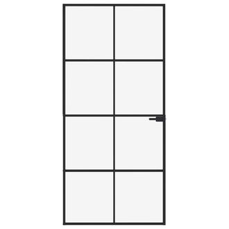 Berkfield Home Interior Door Black 93x201.5 cm Tempered Glass&Aluminium