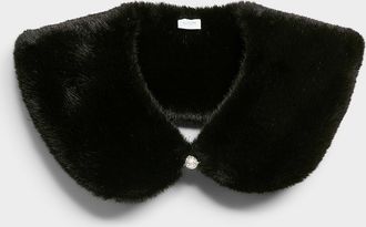 Simons Womens Jewel clasp faux-fur faux collar