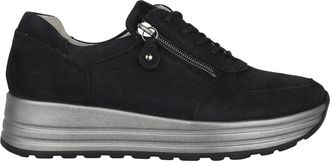 Waldl&auml;ufer Brede pasvorm damessneaker - Zwart - Dames - Sneakers - Zwart - 40 EU - Leer - Schoenen