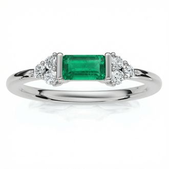 Pompeii3 1/3Ct Thin Emerald Diamond Stackable Wedding Ring 14k Gold Lab Grown