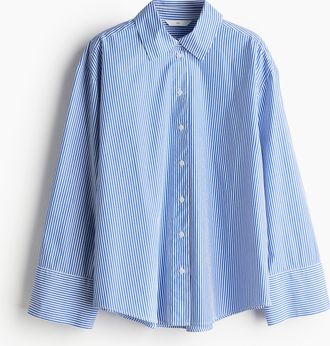 H&M Gestreifte Baumwollbluse - Blue