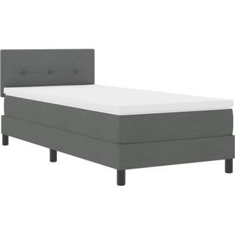 vidaXL vidaXL Box Spring Bed with Mattress & LED Dark Grey 90x190 cm Fabric