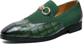 Generic Mens Luxury Penny Loafer Shoes Fashion Slip-on Loafers Smoking Slippers (Green,11.5)