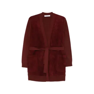 Max Mara Suede-panelled Belted Cardigan