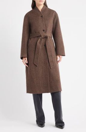 Rails Roland Tie Waist Wool Blend Coat in Heather Umber at Nordstrom Rack, Size X-Large