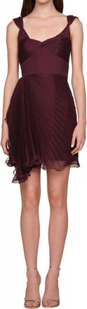 AMUR Nova Pleated Mini Dress In Deep Carmine