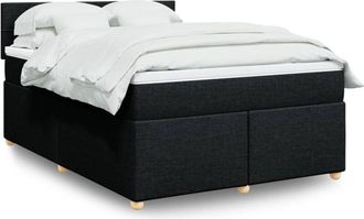 vidaXL Cama Box Spring Con Colch&oacute;n Tela Negro 140x200 Cm Vidaxl