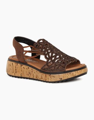 Rieker Womens Venezuela Womens Wedge Heel Sandals - Brown - Size: 3.5