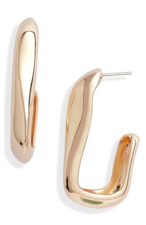 Open Edit Organic Hoop Earrings in Gold at Nordstrom