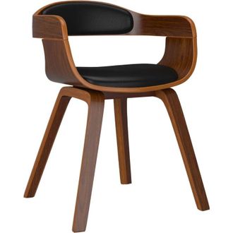 vidaXL Vidaxl - Silla De Comedor De Cuero Sint&eacute;tico Y Madera Curvada Negro