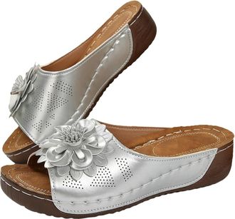 Generic Orthopedic Wedge Sandals for Women,Comfortable Non-slip Solid Color Open-Toe Summer Wedge Arch Support Slip on Shoes Casual Fashion Orthopedic Outdoor