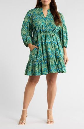 Sugarlips Nyra Jazlyn Paisley Split Neck Dress in Green-Blue-Multi at Nordstrom, Size 3 X