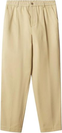 Maison Kitsun&eacute; Elastische Pliss&eacute;pants - Heren - Vrijetijds broeken - Beige - L - Broeken
