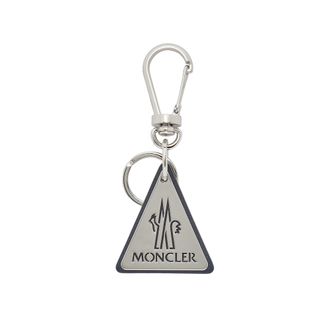 Moncler Moncler Logo Leather Key Ring, Unisex, Grey, Size: One Size