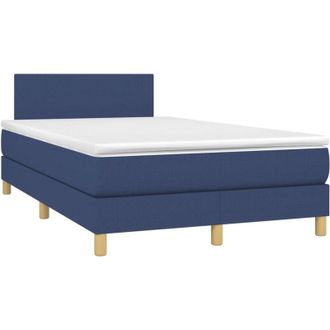 vidaXL Vidaxl - Cama Box Spring Con Colch&oacute;n Y Led Tela Azul 120x200 Cm