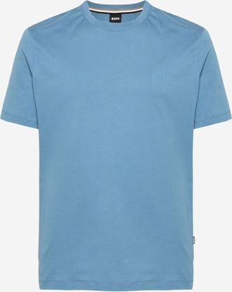 HUGO BOSS Mens Cotton T-Shirt Dark Sky Blue T-Shirts And Polos