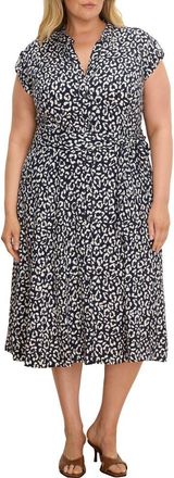 Nic+Zoe Sonni Leopard Sketch Midi Dress in Indigo Multi at Nordstrom, Size 1 X
