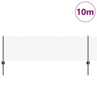 Berkfield Home Green Welded Wire Fence with 5 U Posts Green 0.6x10 m Steel