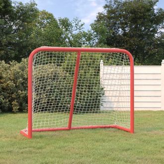 vidaXL Porter&iacute;a De Hockey Poli&eacute;ster Rojo Y Blanco 183x71x122 Cm Vidaxl