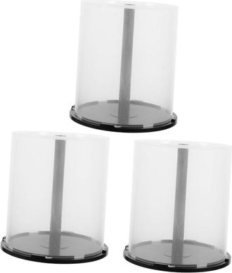 OEM Juego De 3 Bandejas Transparentes - Capacidad Para 100 Discos Cada Una, Eje Negro, Pl&aacute;stico, Multifuncional