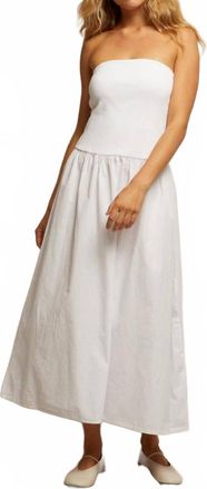 perfectwhitetee Woven Poplin Strapless Dress In White