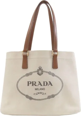 Prada White Canvas Tote Bag (Pre-Owned)