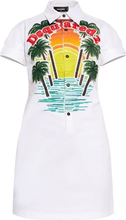 Dsquared2 Sunset logo-embroidered shirt dress - women - Cotton/Elastane - 40 - White